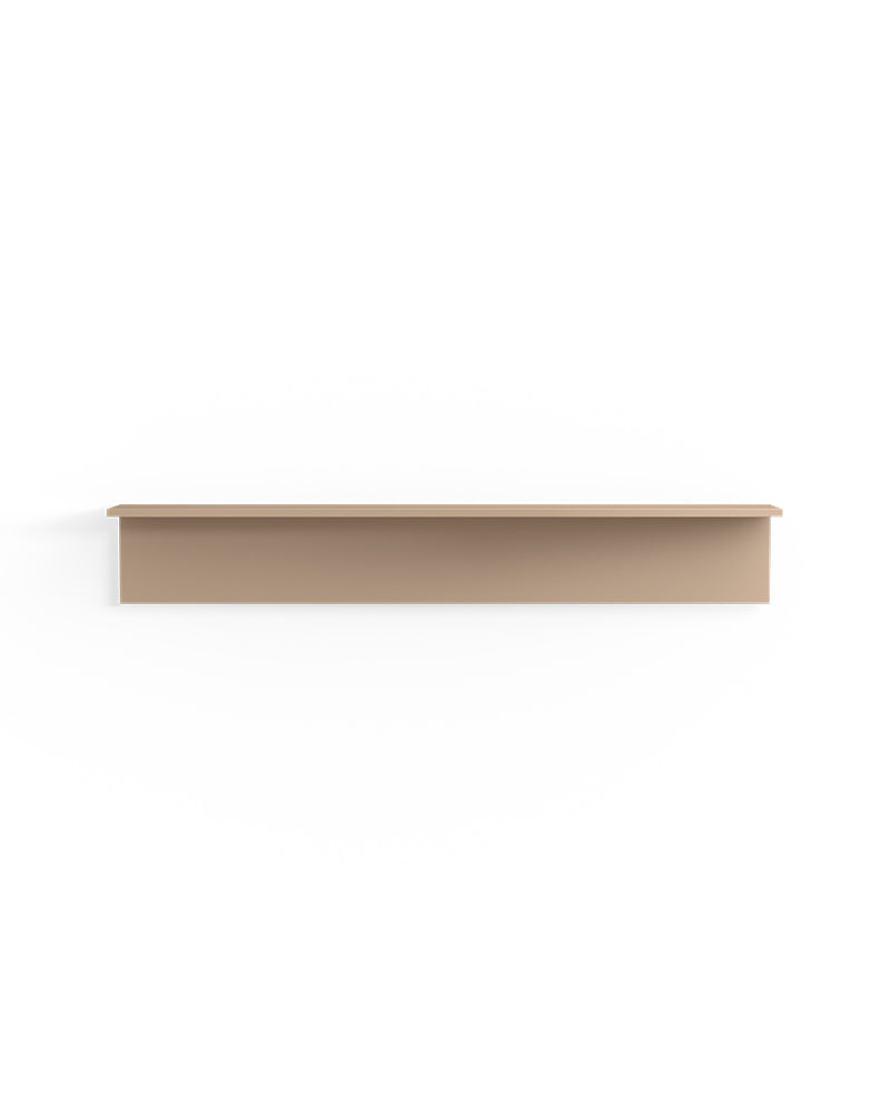 Display Cappuccino 130cm hylde i beige melamin fra Ästetik, frisørudstyr til vægmonteret betjeningshylde